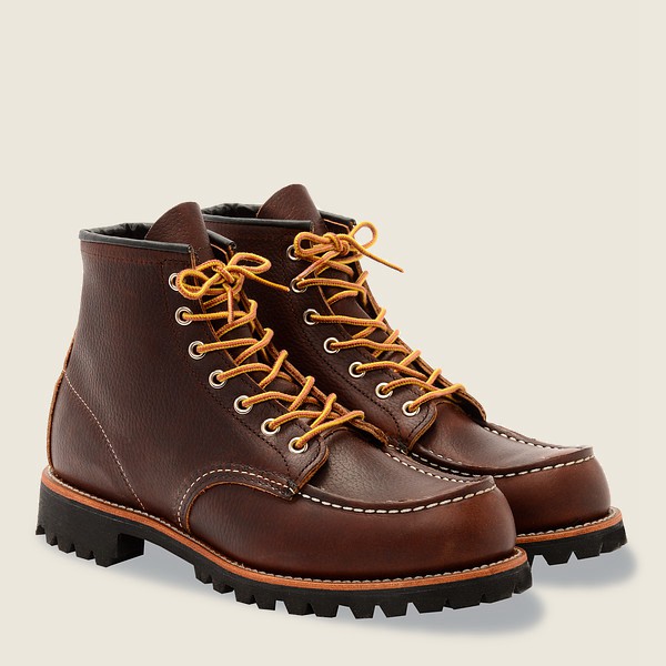 Red Wing Heritage Boots Mens Dark Brown - Roughneck - 6-inch Oil-slick Leather - 4935260-WA